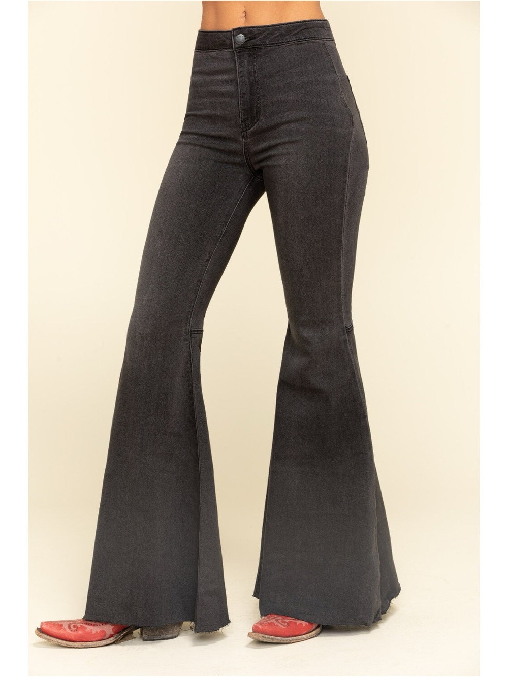 Free People Charcoal Flare Wide-Leg Jeans